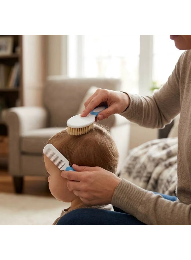 طفل طقم مشط وفرشاة شعر للأطفال حديثي الولادة من Kokibebe، فرشاة ناعمة ومشط آمن للعناية بشعر وفروة رأس البيبي، مناسب من عمر 0 شهر، BPA Free - Image 4