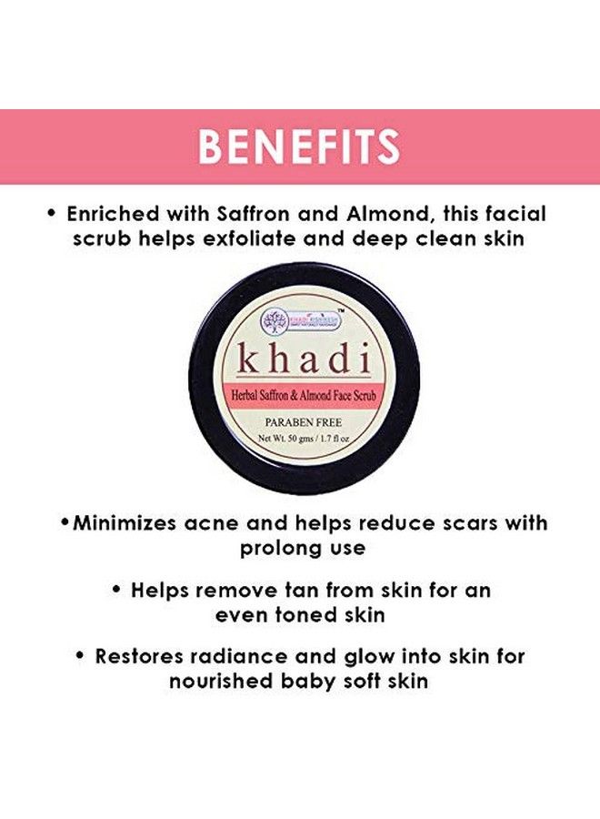KHADI RISHIKESH Herbal Saffron & Almond Face Scrub 50G Pack - Image 5
