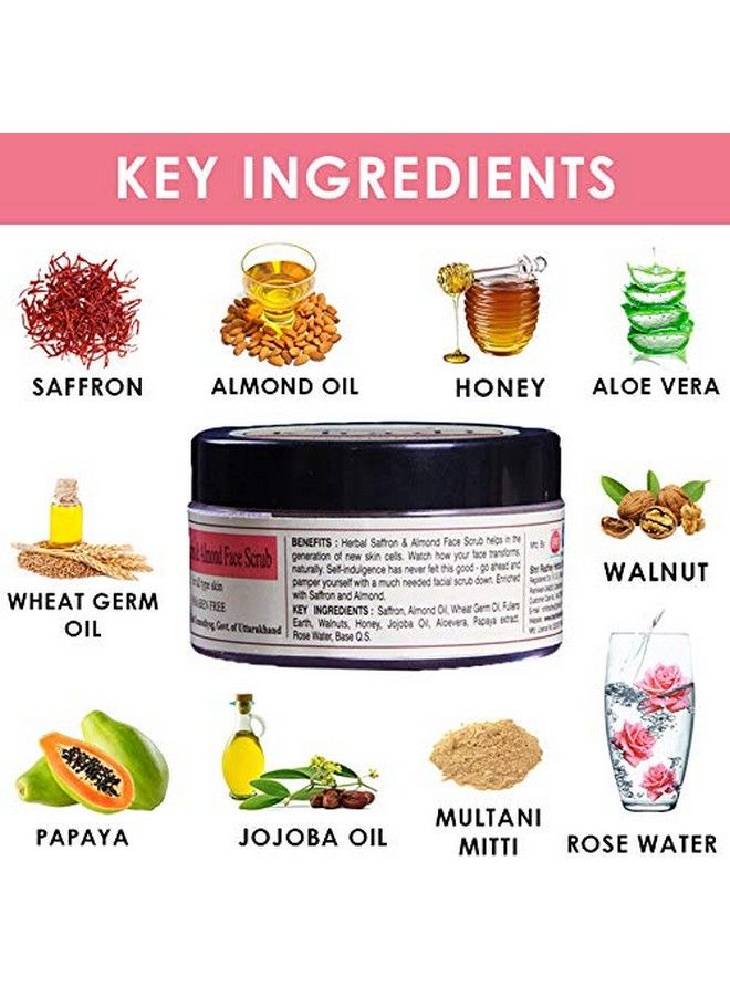 KHADI RISHIKESH Herbal Saffron & Almond Face Scrub 50G Pack - Image 4