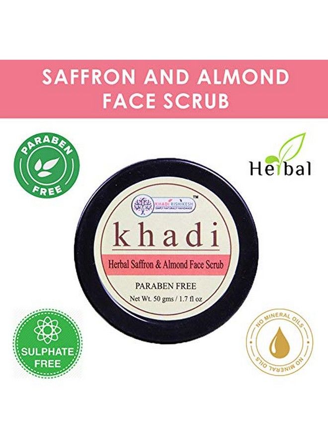 KHADI RISHIKESH Herbal Saffron & Almond Face Scrub 50G Pack - Image 3