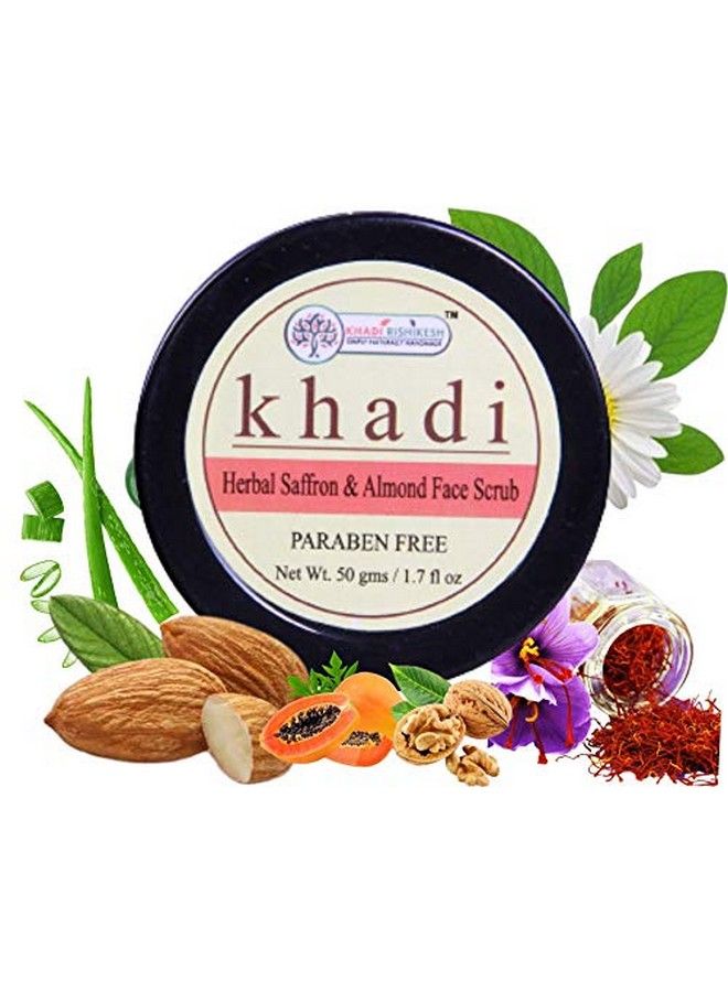 KHADI RISHIKESH Herbal Saffron & Almond Face Scrub 50G Pack - Image 1
