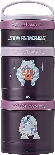 Whiskware Star Wars Stackable Snack Containers for Kids and Toddlers, 3 Stackable Snack Cups for School or Travel, Ashoka and R2D2 - Image 1
