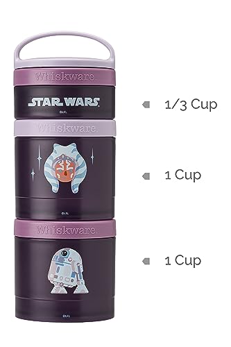 Whiskware Star Wars Stackable Snack Containers for Kids and Toddlers, 3 Stackable Snack Cups for School or Travel, Ashoka and R2D2 - Image 2