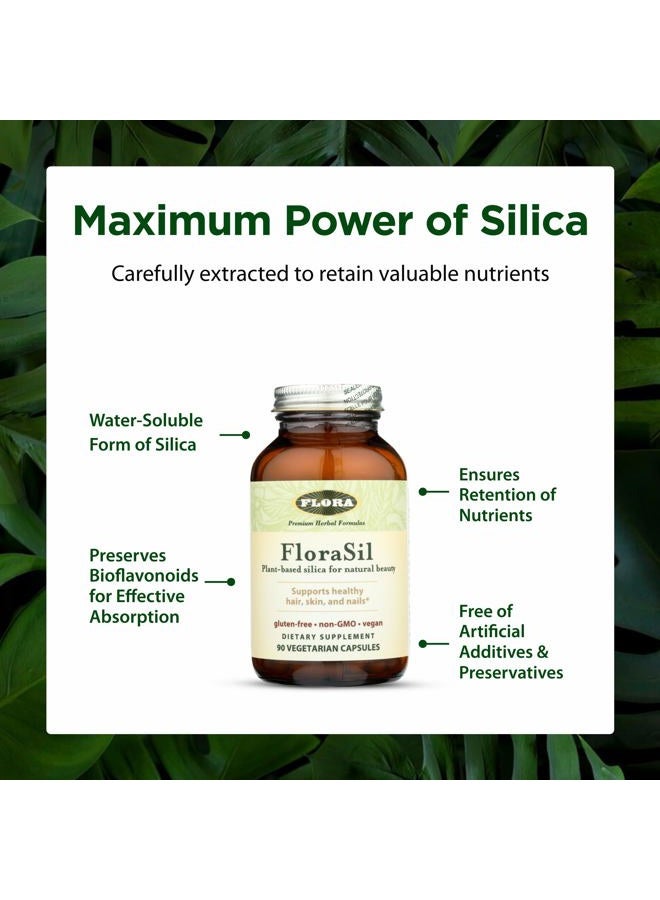 FloraSil 90 Veg Capsules - Silica Supplement with Horsetail Extract for Healthy Hair, Skin, and Nails* - Supports Collagen Formation - Image 4