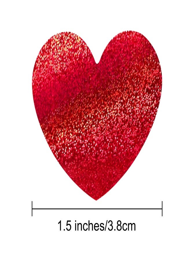 joycraft Glitter Red Heart Stickers, 1.5 inch Glitter Heart Labels, 500Pcs Shiny Heart Self Adhesive Stickers, Foil Heart Stickers for Valentine's Day, Mother's Day, Wedding, Anniversaries, Kids Reward - Image 2