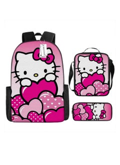 General Hello Kitty elementary school backpack, cute Kitty cat children’s double-shoulder bag, girls’ backpack, KT cat lunch bag, pencil case  - Image 1