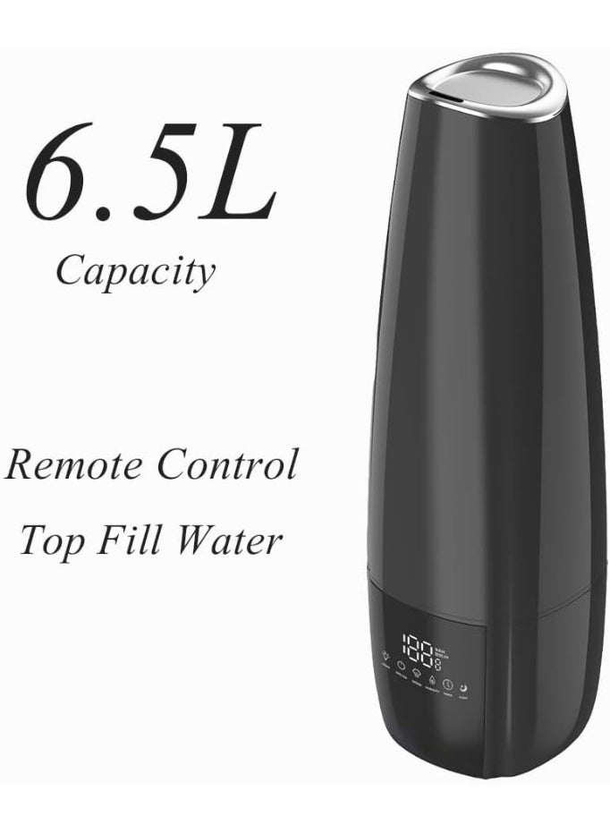 Smart Humidifier for Large Room, 6.5L Top Fill Cool Mist Humidifier with Essential Oil Diffuser and Remote Control, Black - Image 3