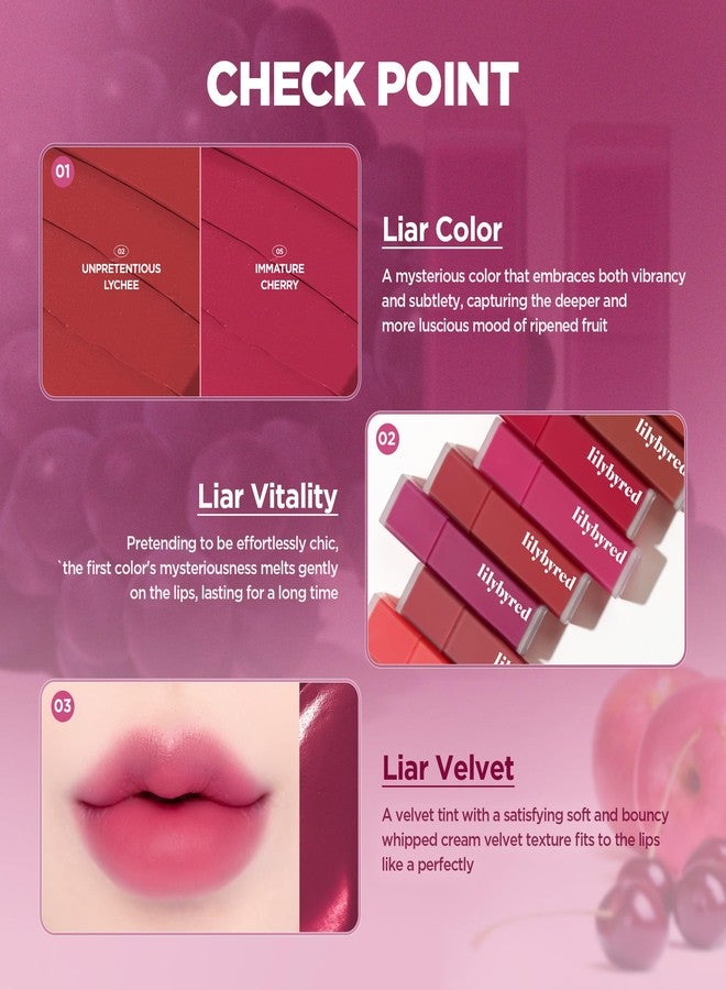 lilybyred تلوين الشفاه المخملي من ليليبايريد مود لاير | صبغة شفاه كورية غير لامعة، قوام مخملي كريمي، تأثير ضبابي ناعم، صبغة عالية، مقاومة للتلطخ، تدوم طويلاً، 0.14 أونصة (04 توت بري أنيق) - Image 3