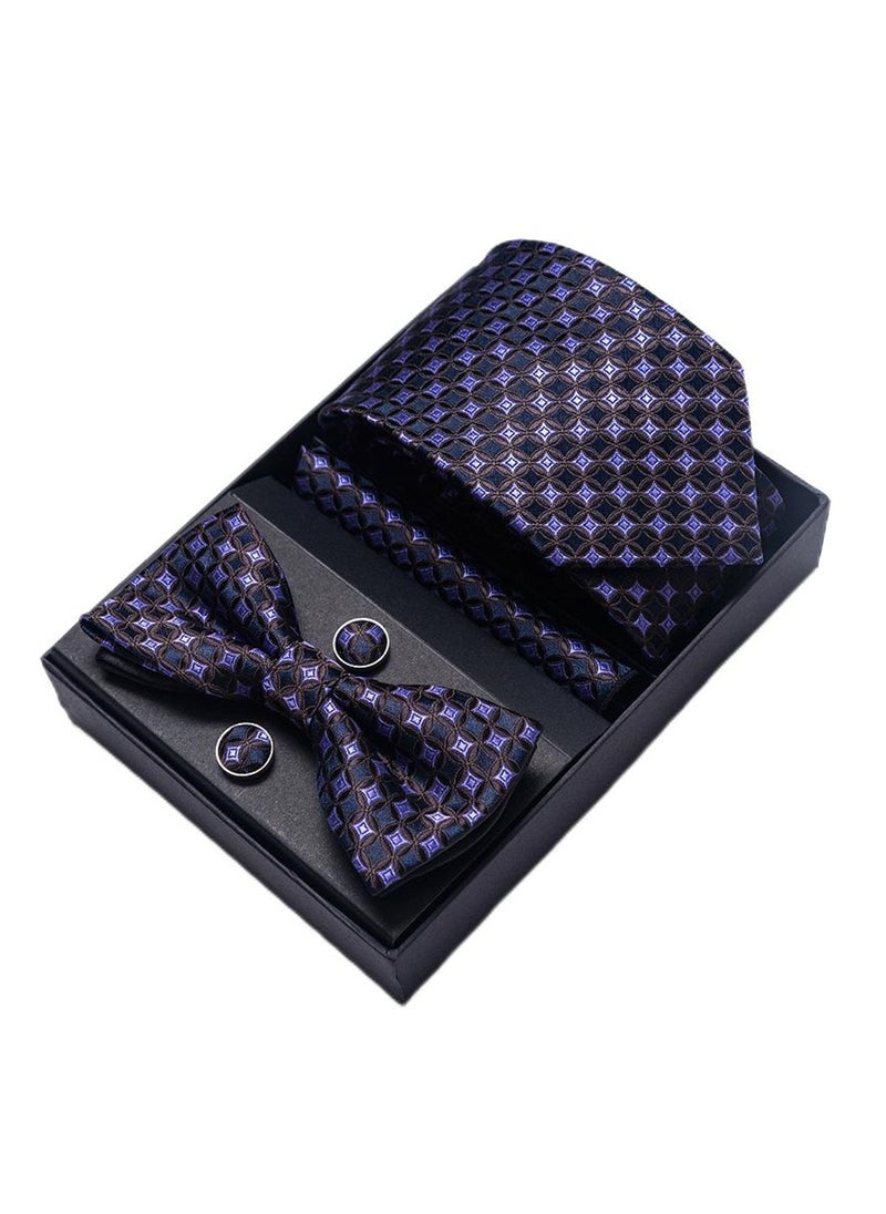 Generic - 5 pcs high-end tie for men business professional formal tie bow tie cufflinks square scarf fashion accessories gift box - Image 1