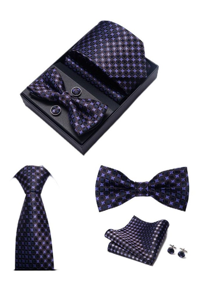 Generic - 5 pcs high-end tie for men business professional formal tie bow tie cufflinks square scarf fashion accessories gift box - Image 1