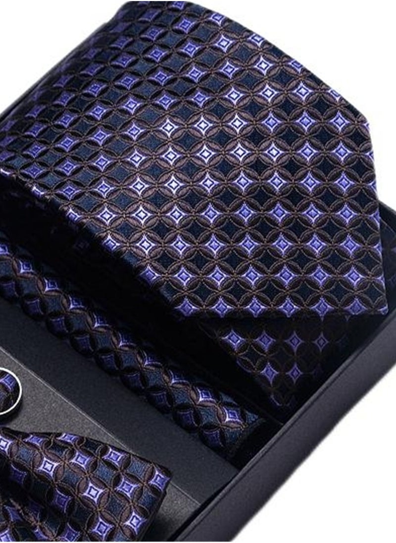 Generic - 5 pcs high-end tie for men business professional formal tie bow tie cufflinks square scarf fashion accessories gift box - Image 1