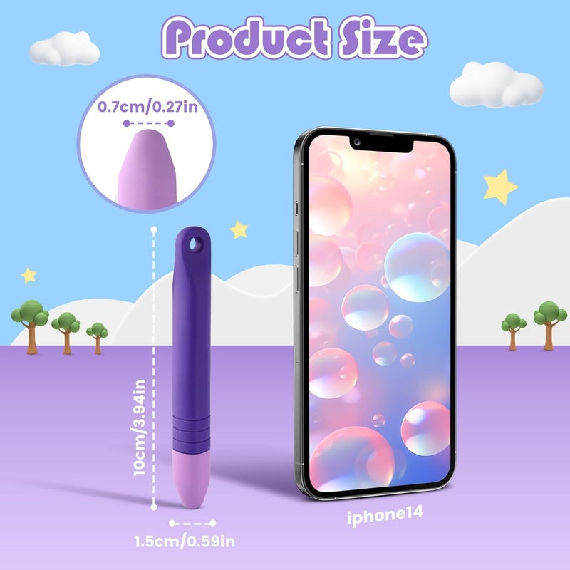 Pinsit 2Pcs Kids Stylus Pen for ipad, Stylus for Kids with Tethers, Anti-Rolling Tablet Stylus for Kids Compatible with iPad, iPhone, Tablets, Kindle and All Touch Screen Devices, Blue+Purple - Image 2