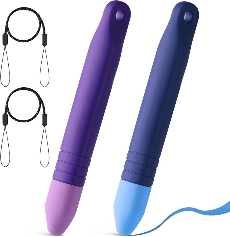 Pinsit 2Pcs Kids Stylus Pen for ipad, Stylus for Kids with Tethers, Anti-Rolling Tablet Stylus for Kids Compatible with iPad, iPhone, Tablets, Kindle and All Touch Screen Devices, Blue+Purple - Image 1