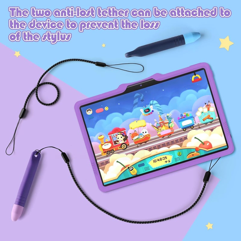Pinsit 2Pcs Kids Stylus Pen for ipad, Stylus for Kids with Tethers, Anti-Rolling Tablet Stylus for Kids Compatible with iPad, iPhone, Tablets, Kindle and All Touch Screen Devices, Blue+Purple - Image 5