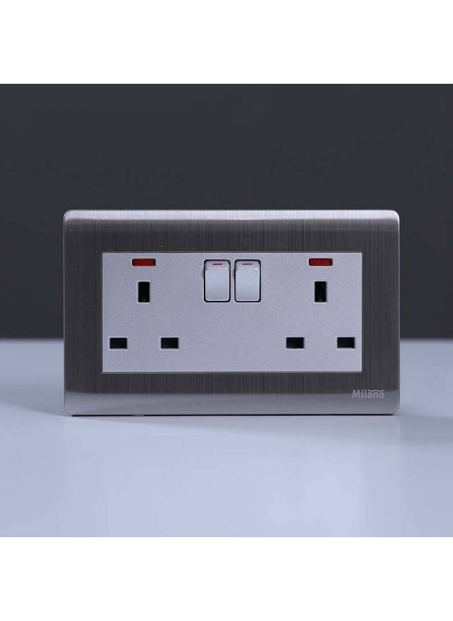 milano Danube Home - Milano 13A 2 Gang Socket With Neon Sl  - Image 1