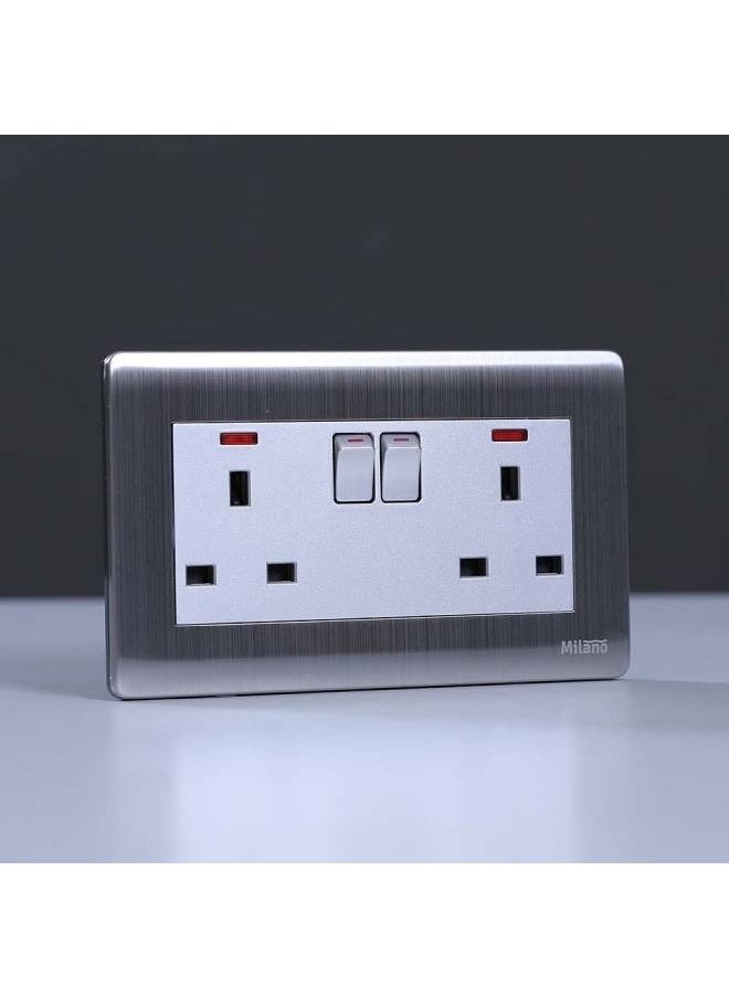 milano Danube Home - Milano 13A 2 Gang Socket With Neon Sl  - Image 2