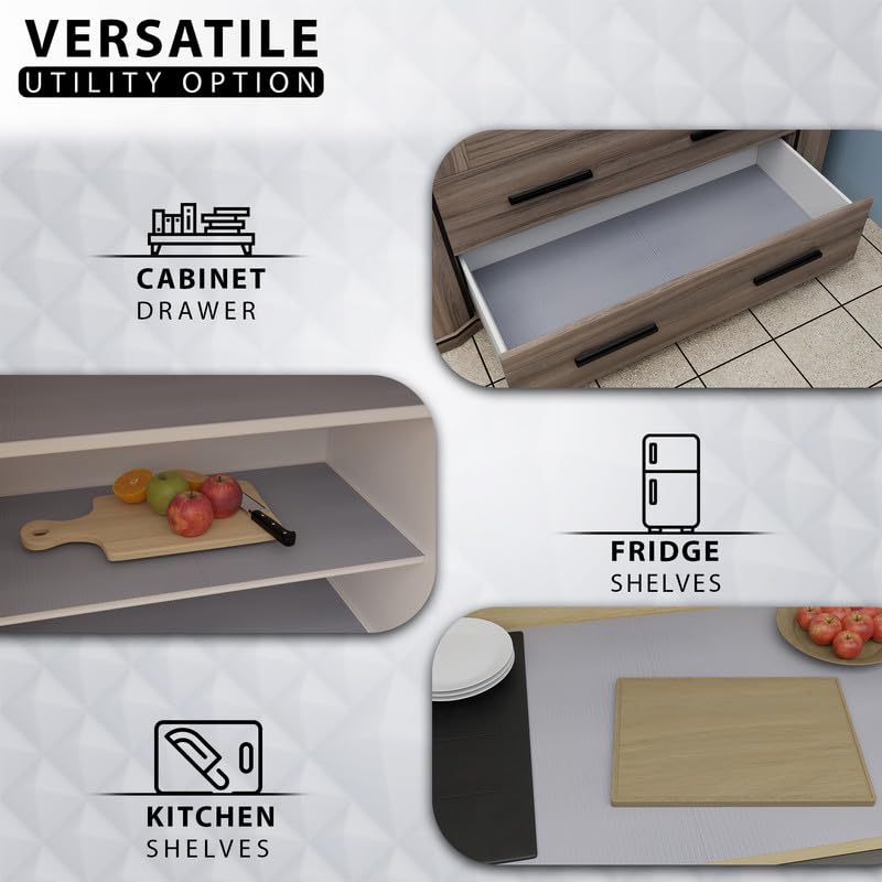 Easy Home EASYHOME Multipurpose 60cm x 5m Waterproof EVA Lines Anti Slip Mat for Kitchen, Bathroom Cabinet Kitchen Drawer Shelf Liner Sheets Roll, Non-Slip Fridge Mat, Table Mat (60cm x 5 Metres Roll, Grey) - Image 2