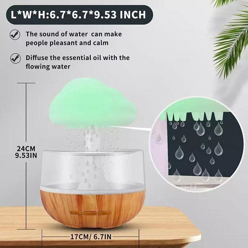 GAMAHA House Rain Cloud Humidifier Water Drops Mushroom 7 Colours Sound of Water Drops Essential Oil Diffuser USB Night Light Aromatherapy Rain Cloud Diffuser for a Relaxing Mood - Image 3