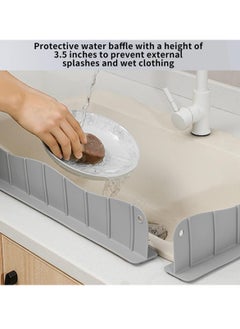 Peachjoy Silicone Sink Splash Guard - Water Splash Guard for Kitchen, Island and Bathroom Secure Non-Slip Suction Cup Base Dishwasher Safe (19.7L x 2.4W x 5H inches) Gray  - Image 2