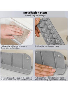 Peachjoy Silicone Sink Splash Guard - Water Splash Guard for Kitchen, Island and Bathroom Secure Non-Slip Suction Cup Base Dishwasher Safe (19.7L x 2.4W x 5H inches) Gray  - Image 4