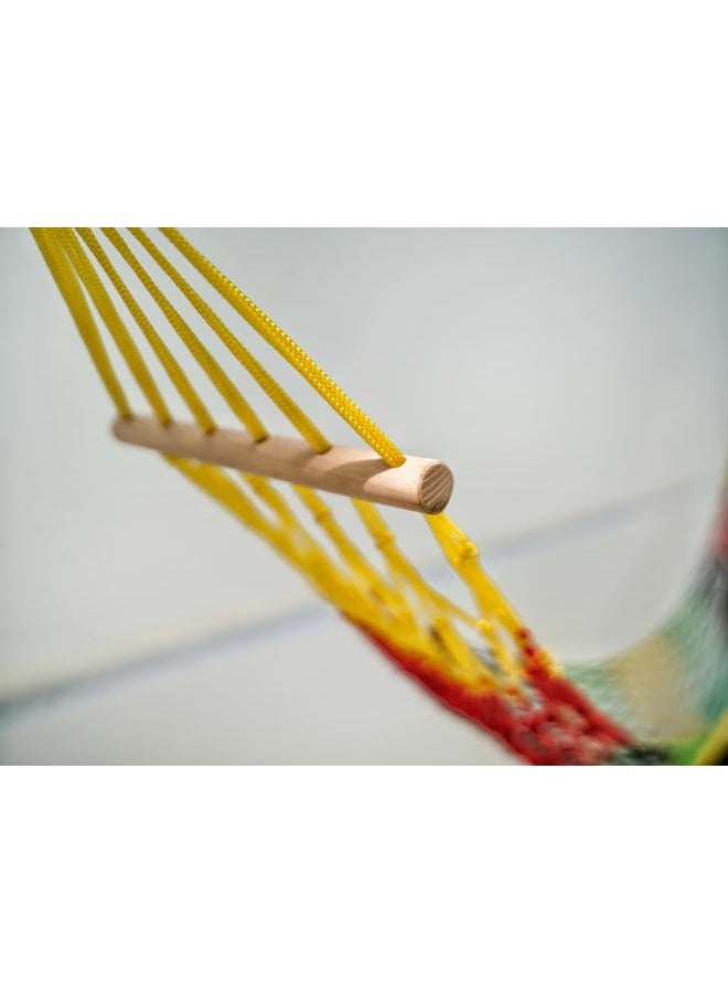 Naturejam Rasta Hammock-Jamaica Inspired Camping Mesh Rope Hammock with Carrying Bag and Tree Straps - Image 4