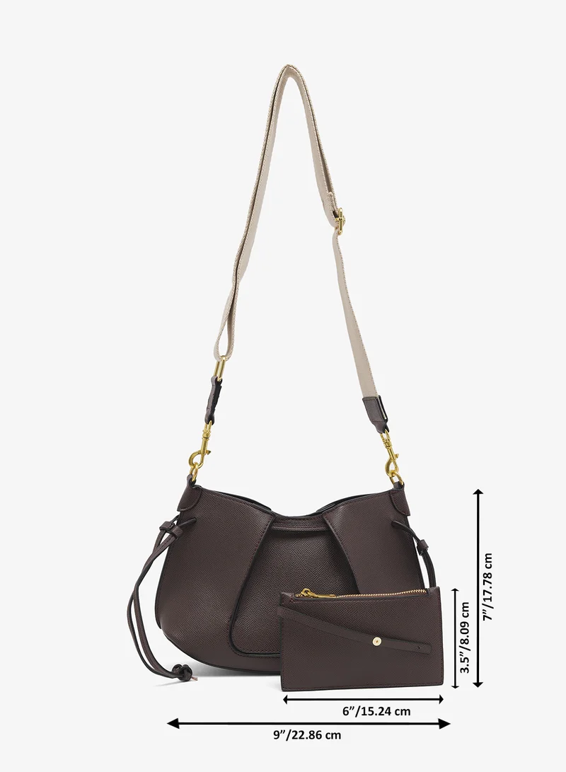 ELLA Dk. Brown Pleated East-To-West Tote Bag for Women | Best Price UAE