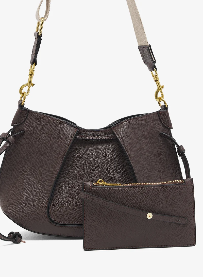 ELLA Dk. Brown Pleated East-To-West Tote Bag for Women | Best Price UAE