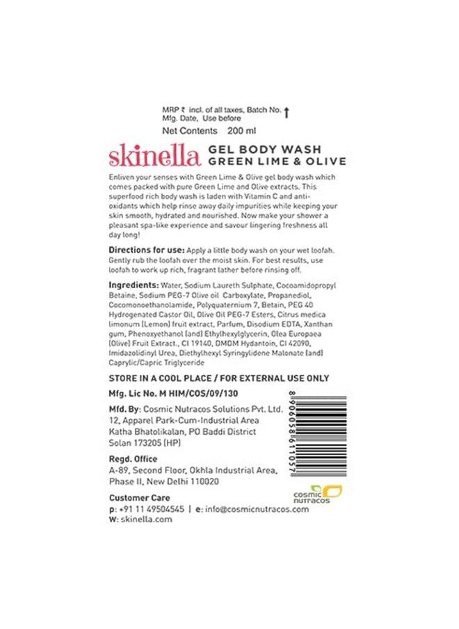 skinella - Gel Body Washgreen Lime And Olive 200Ml - Image 1