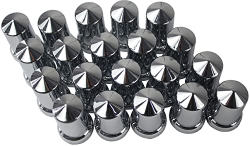 KASONG 33mm Chrome ABS Plastic Lug Nut Covers Caps with Flange Push on Bullet for Semi Truck (20) - Image 2