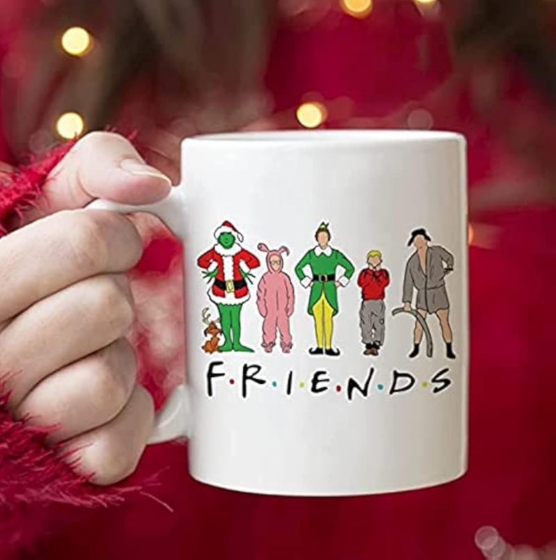 RYN Frineds TV Show Coffee Mug, Grinch Elf Christmas Movie Watching Mugs Hot Chocolate Cocoa Cups, Griswold Vacation Gifts For Friends