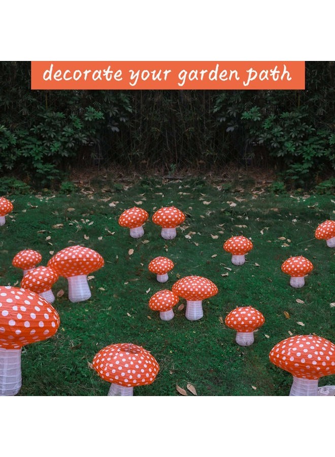Windspeed 4Pcs Mushroom Shaped Paper Lanterns, Large Paper Lantern Mushroom Shaped Paper Lantern For Nursery Garden Christmas Halloween Party Decoration 8 inch, 12 inch(orange) - Image 5