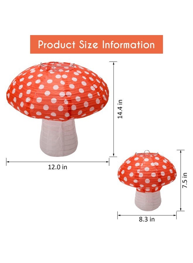Windspeed 4Pcs Mushroom Shaped Paper Lanterns, Large Paper Lantern Mushroom Shaped Paper Lantern For Nursery Garden Christmas Halloween Party Decoration 8 inch, 12 inch(orange) - Image 2