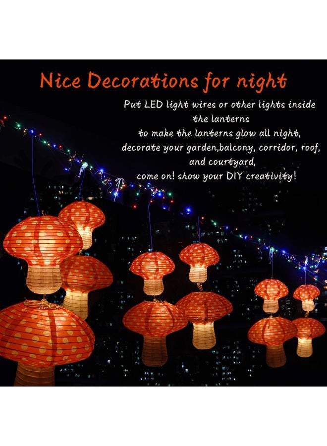 Windspeed 4Pcs Mushroom Shaped Paper Lanterns, Large Paper Lantern Mushroom Shaped Paper Lantern For Nursery Garden Christmas Halloween Party Decoration 8 inch, 12 inch(orange) - Image 4
