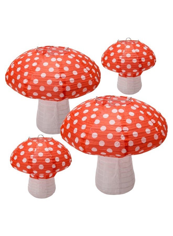 Windspeed 4Pcs Mushroom Shaped Paper Lanterns, Large Paper Lantern Mushroom Shaped Paper Lantern For Nursery Garden Christmas Halloween Party Decoration 8 inch, 12 inch(orange) - Image 1