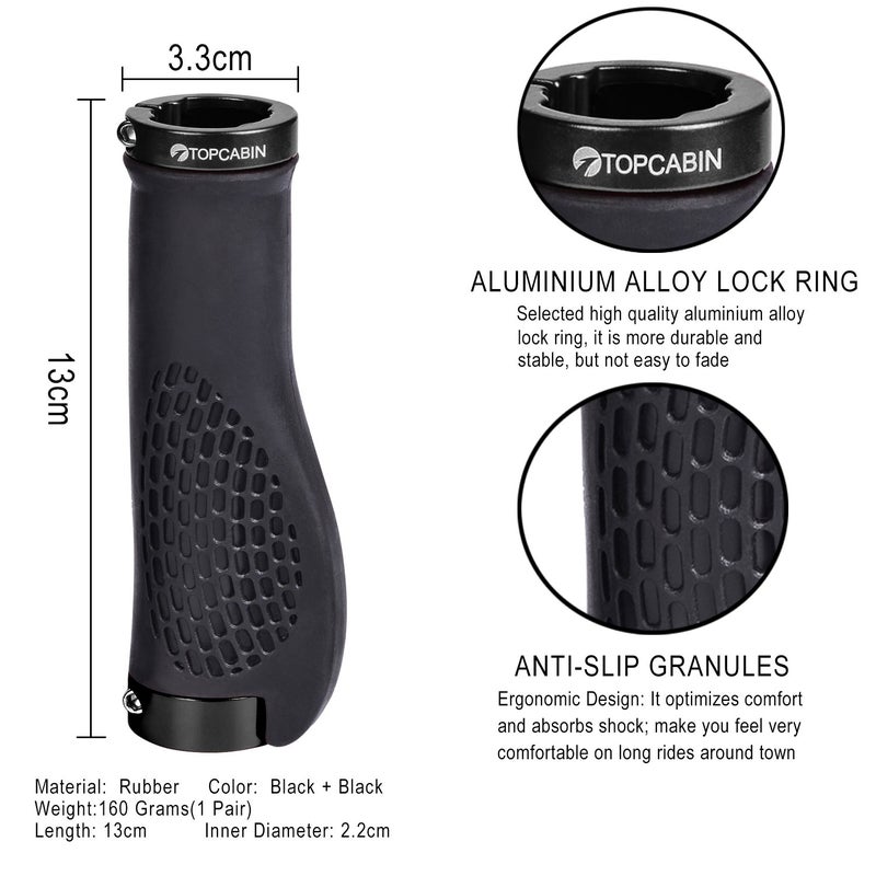 TOPCABIN Ergonomic Design Bicycle Handlebar Grips Widen Holding Surface (Black) - Image 2