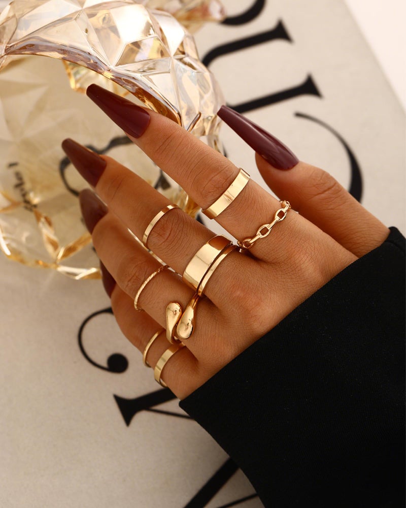 YEEZII 56 Pcs Gold Jewelry Sets for Women with 5Pcs Layered Necklace, 5Pcs Layered Necklace, 12 Bracelets, 4 Hoop Earrings, 8 Stackable Rings, 10 hairpins, 12 Studs Earrings Jewerly set for Women - Image 5