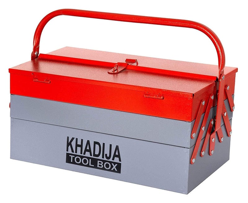 KHADIJA Metal 5 Compartment Tool Box (Red Grey) - Image 1