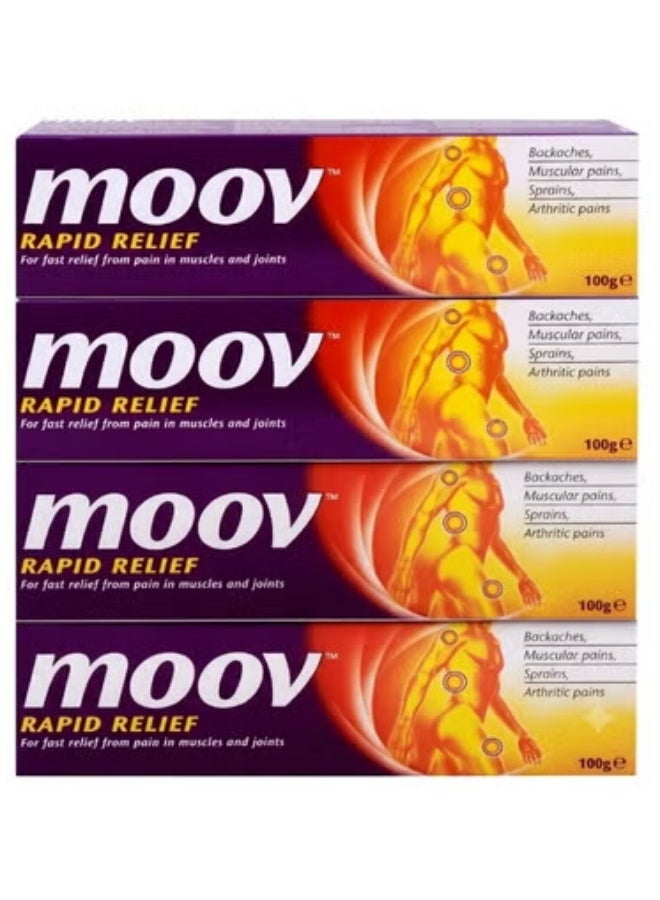 Moov Fast Acting Massage Cream designed to relieve muscle and joint pain and promote relaxation - 100g - 4Pc - Image 1