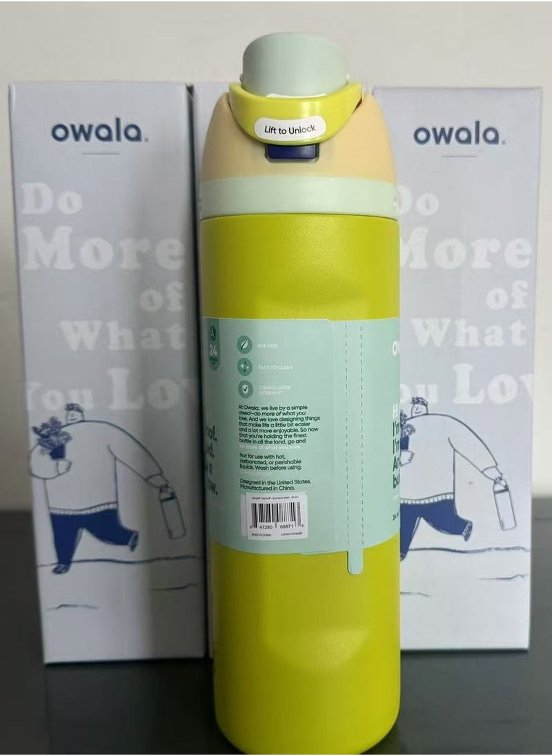 Owala FreeSip Insulated Stainless Steel Water Bottle with Straw for Sports and Travel, BPA-Free, 24-Ounce, Green 