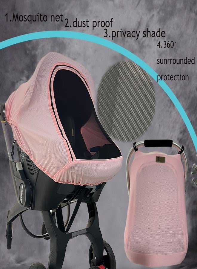 Yazely CarSeat Covers for Babies - Universal Baby Car Seat Covers for Girl Summer Infants Carseat Covers Breathable with Inner Bug Nets Covers Dustproof Privacy Shade Protection Baby Covers with Hoop - Image 2
