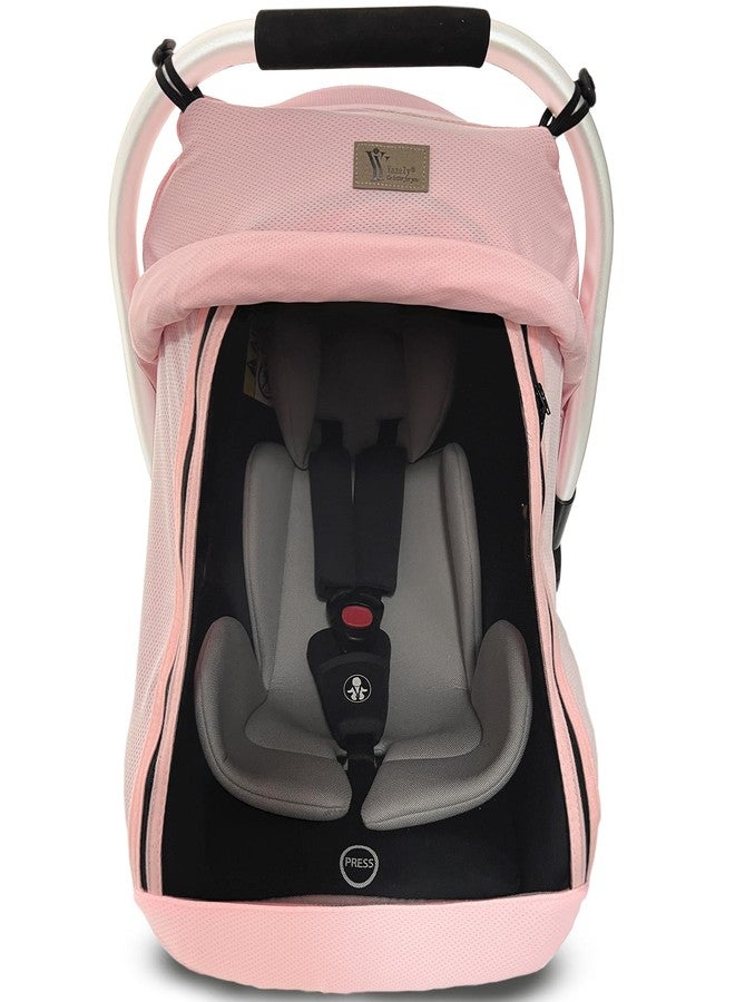 Yazely CarSeat Covers for Babies - Universal Baby Car Seat Covers for Girl Summer Infants Carseat Covers Breathable with Inner Bug Nets Covers Dustproof Privacy Shade Protection Baby Covers with Hoop - Image 1