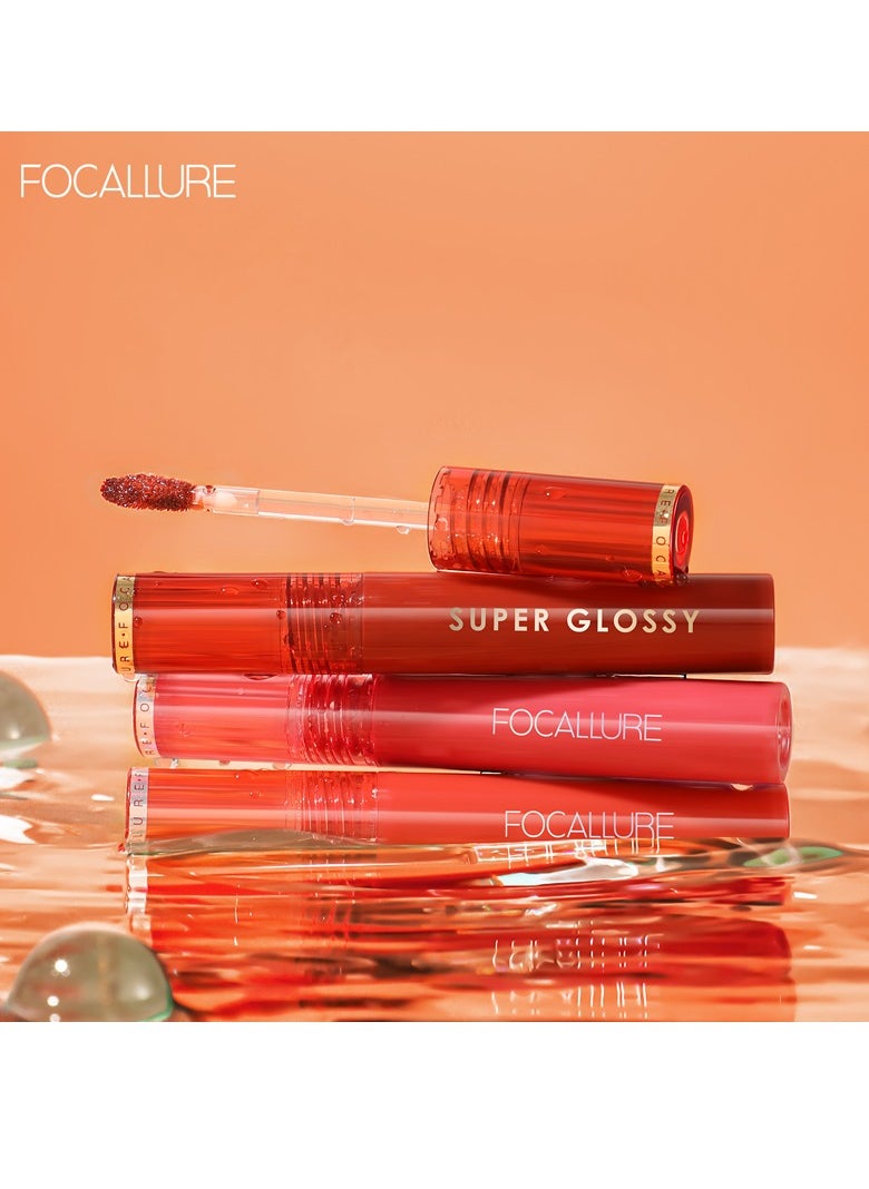 FOCALLURE - Jelly Clear Glossy Dewy Tint Long Lasting Lip Gloss #201 Pinky Rose - Image 1