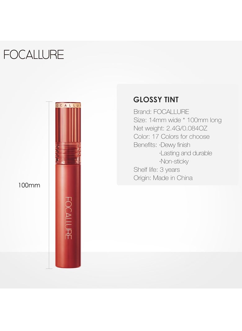 FOCALLURE - Jelly Clear Glossy Dewy Tint Long Lasting Lip Gloss #201 Pinky Rose - Image 1