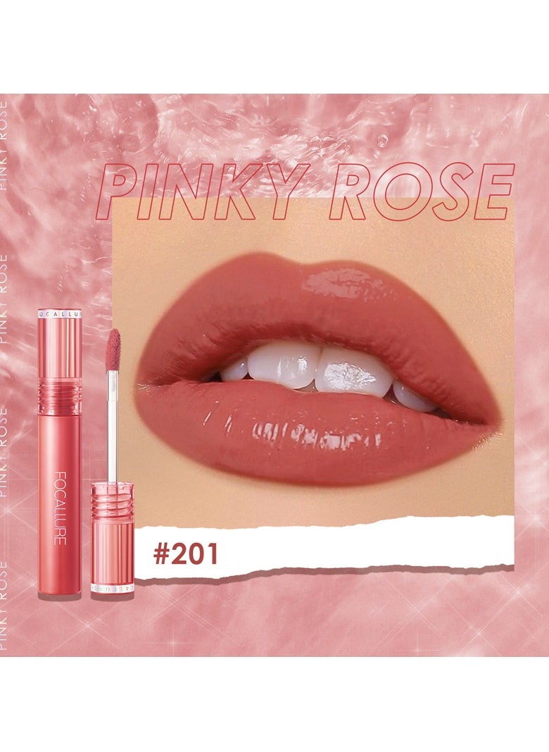 FOCALLURE - Jelly Clear Glossy Dewy Tint Long Lasting Lip Gloss #201 Pinky Rose - Image 1