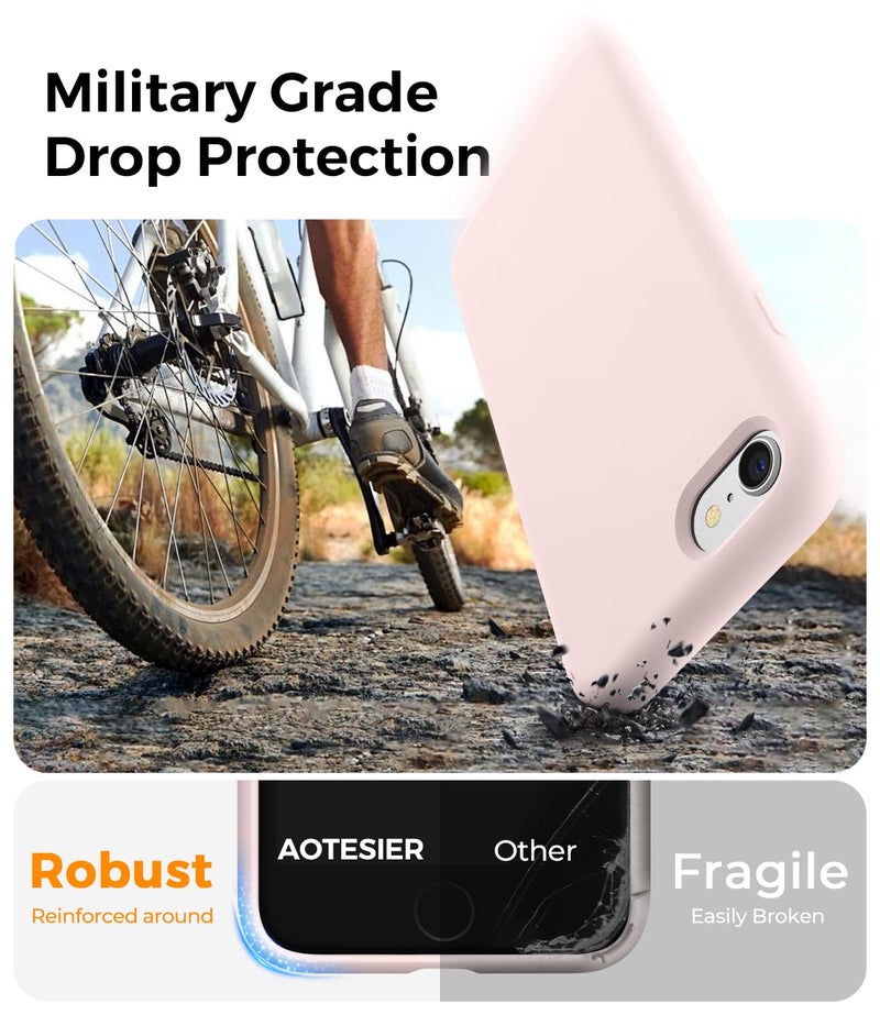 AOTESIER Ultra Slim Designed for iPhone SE Case 2022(3rd Gen)/iPhone SE 2020 Case(2nd Gen)/iPhone 7 Case/iPhone 8 Case, Multi-Color Silicone Shockproof Phone Case (Chalk Pink) - Image 3