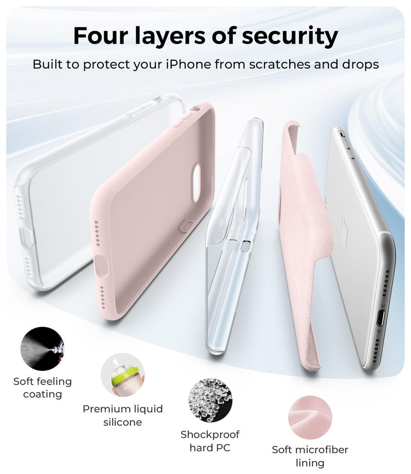 AOTESIER Ultra Slim Designed for iPhone SE Case 2022(3rd Gen)/iPhone SE 2020 Case(2nd Gen)/iPhone 7 Case/iPhone 8 Case, Multi-Color Silicone Shockproof Phone Case (Chalk Pink) - Image 5