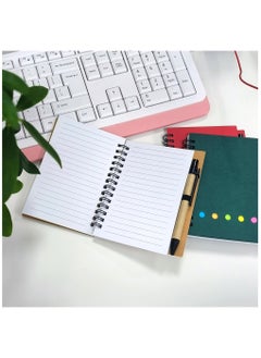 Magic Park 4 Pack Spiral Notebooks Lined Notepad with Pen in Holder and Sticky Notes and Page Marker Colored Index Tabs Flags  - Image 3
