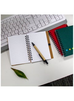 Magic Park 4 Pack Spiral Notebooks Lined Notepad with Pen in Holder and Sticky Notes and Page Marker Colored Index Tabs Flags  - Image 4