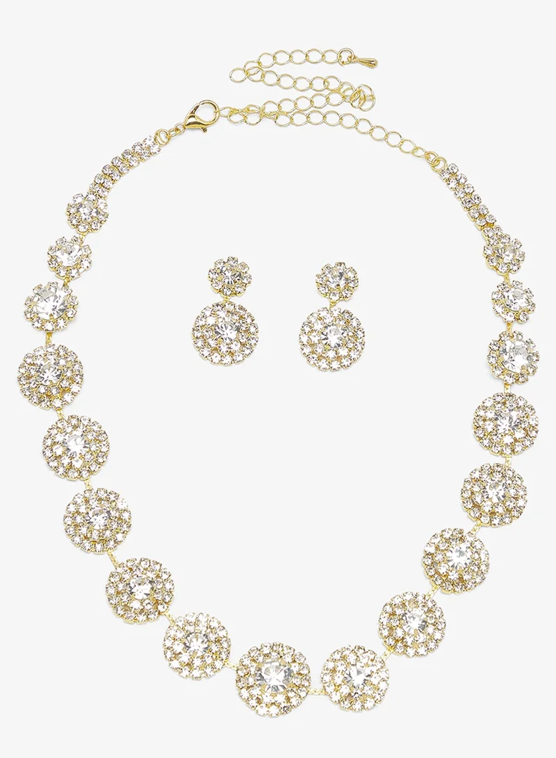 Khizana Gold Diamonte Jewelry Set Choker Earrings