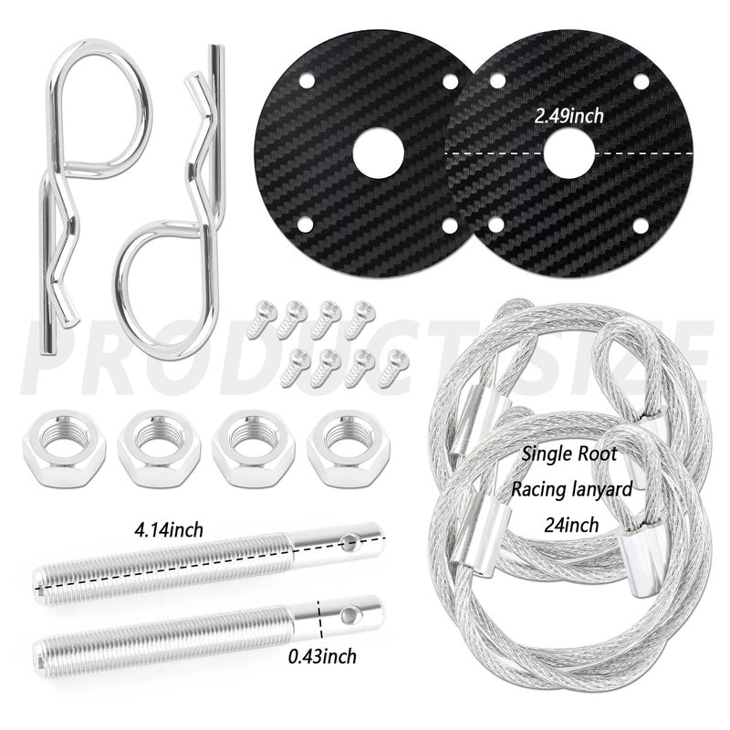 IHOTDER Stainless Steel Car Hood Pins Kit - [New Upgrade] Carbon Fiber Car Hood Cover Quick Release Pin for Reducing Shaking - Universal Automotive Exterior Accessories (Carbon Fiber Black) - Image 2